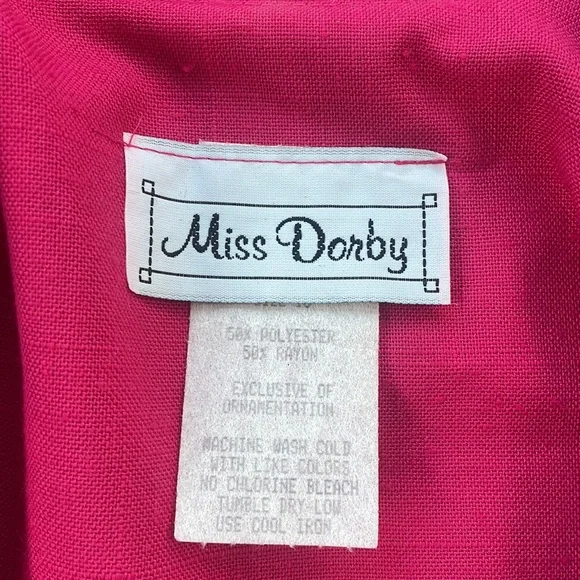 Miss Dorby Vintage Collared Button Down Dress Hot Pink 16 - Picture 5 of 7